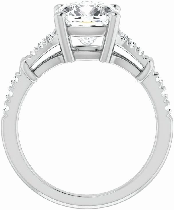1.8Carat -7.0mm Cushion Moissanite Cathedral Engagement Ring With Natural diamond In14k Gold For Women,D-VVS1