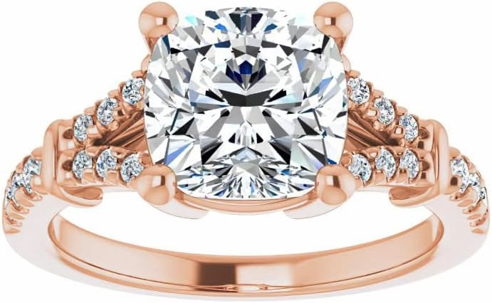 1.8Carat -7.0mm Cushion Moissanite Cathedral Engagement Ring With Natural diamond In14k Gold For Women,D-VVS1