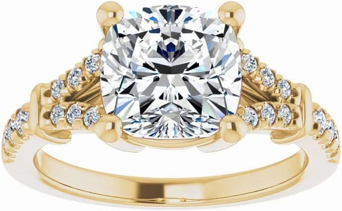 1.8Carat -7.0mm Cushion Moissanite Cathedral Engagement Ring With Natural diamond In14k Gold For Women,D-VVS1