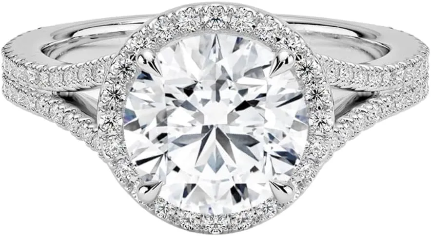 2 CT Round Cut Moissanite Engagement Ring 10K 14K 18K Solid White Gold, 925 Sterling Silver wedding ring Luxury diamond Promise Ring