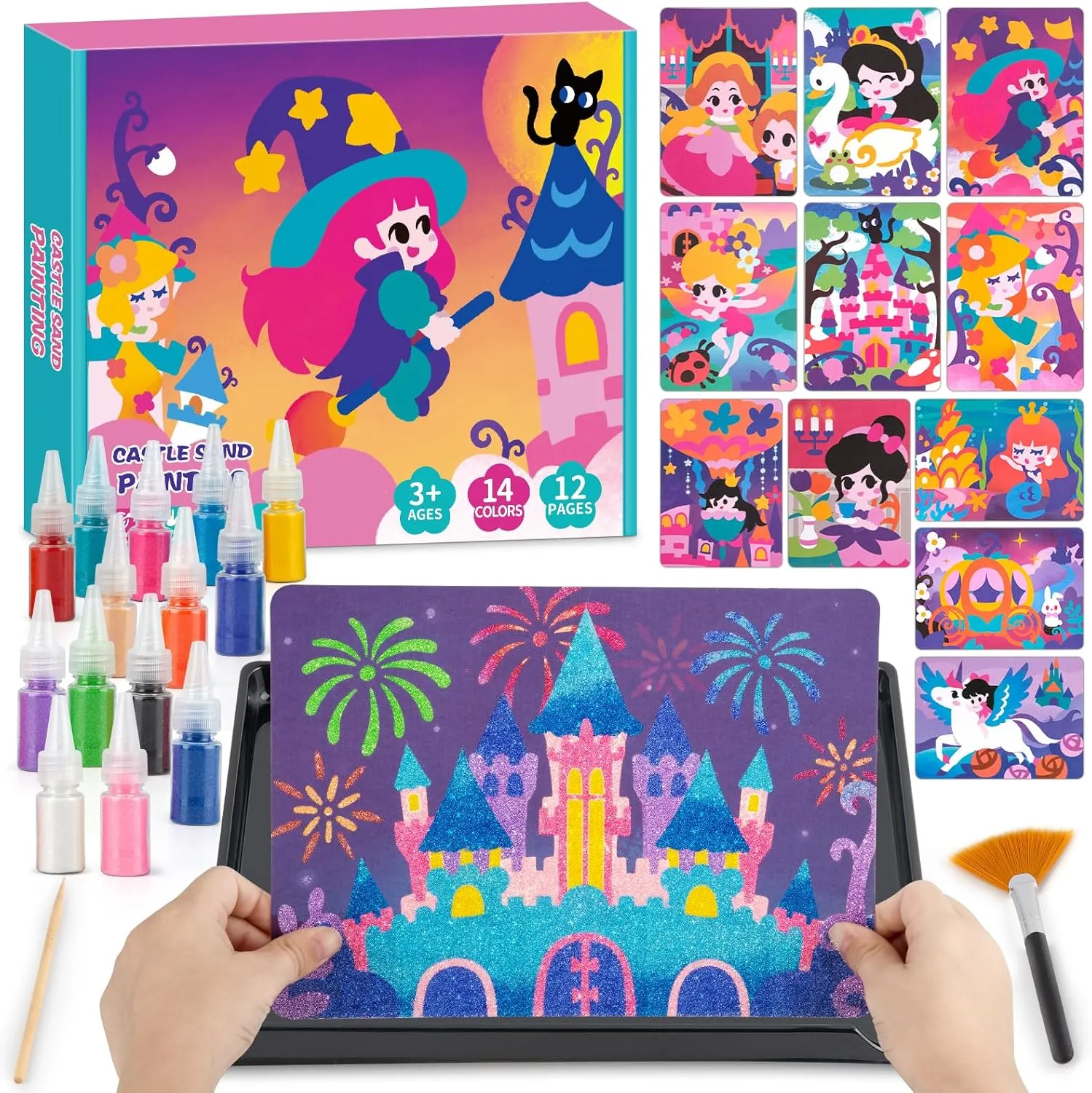 2 in 1 Foil Fun & Sand Art Kits for Kids, Princesses Crafts, No Mess DIY Creative Activity for Girls and Boys Ages 4-8, Learning Toy