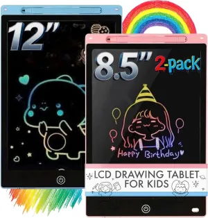 2-Pack LCD Writing Tablet for Kids, 8.5-Inch Doodle Board Drawing Pad for Toddlers, Reusable Colorful Educational Toy for Boys and Girls, Gift for Ages 3-8, Compatible with Preschool and Travel(Black)