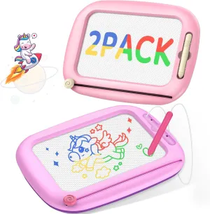 2 Packs Magnetic Drawing Board for Kids, Toddler Girl Toys Age 1-2 & 2-3, Magna Doodle Board for Toddlers 1-3, Educational Learning Toys for 1 2 3 Year Old Girl, Ideal Christmas Birthday Gifts