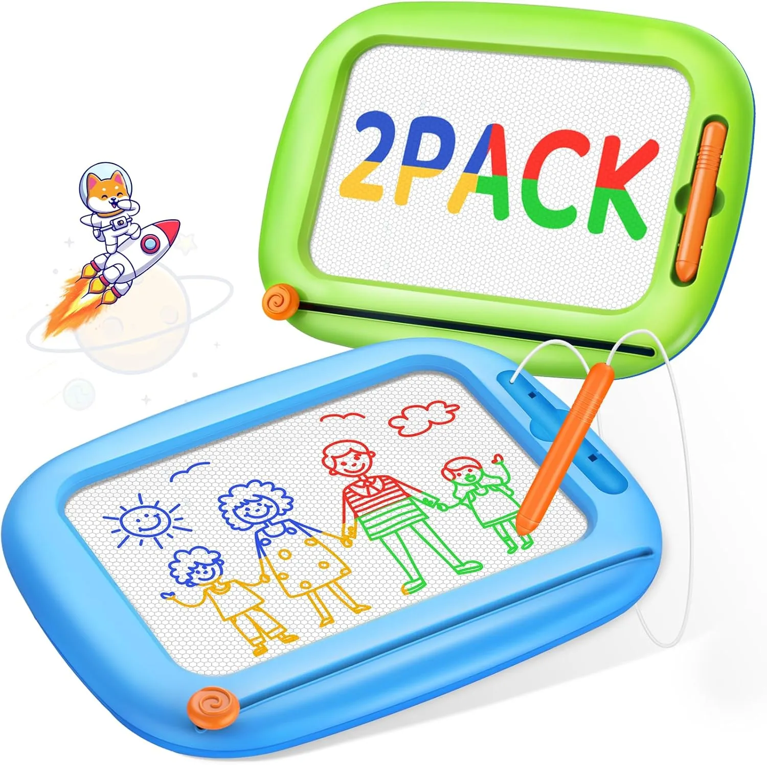 2 Packs Magnetic Drawing Board for Kids, Toddler Toys Age 1-2 & 2-3 Boys Girls, Doodle Board for Toddlers 1-3, Educational Learning Toys for 1 2 3 Year Old Baby, Ideal Christmas Birthday Gifts