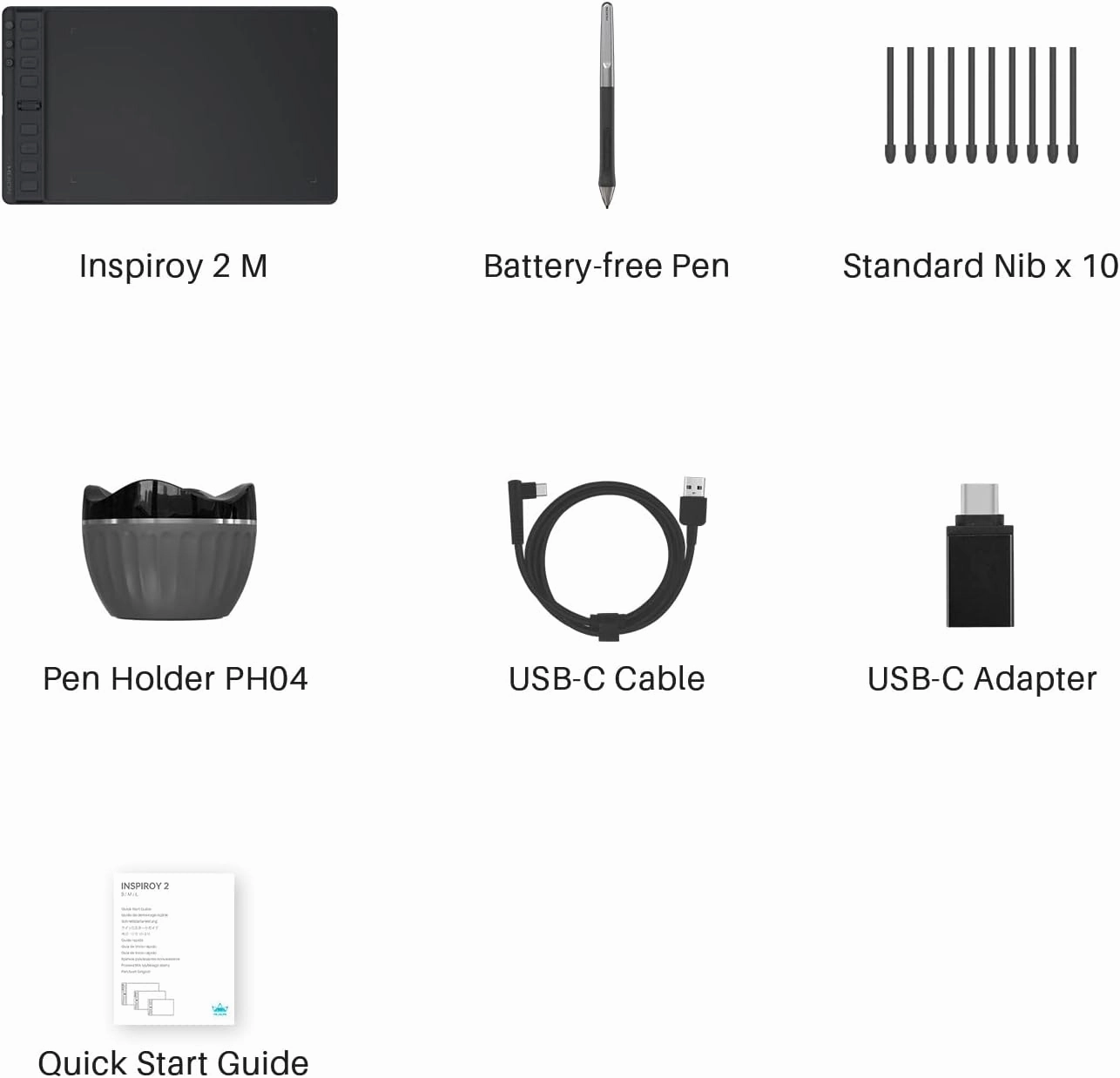 2023 HUION Inspiroy 2 Medium Drawing Tablet with Scroll Wheel 8 Customized Keys Battery-Free Stylus 60° Tilt Support for Digital Art, Design, Sketch, 9x5inch Graphics Tablet, Black