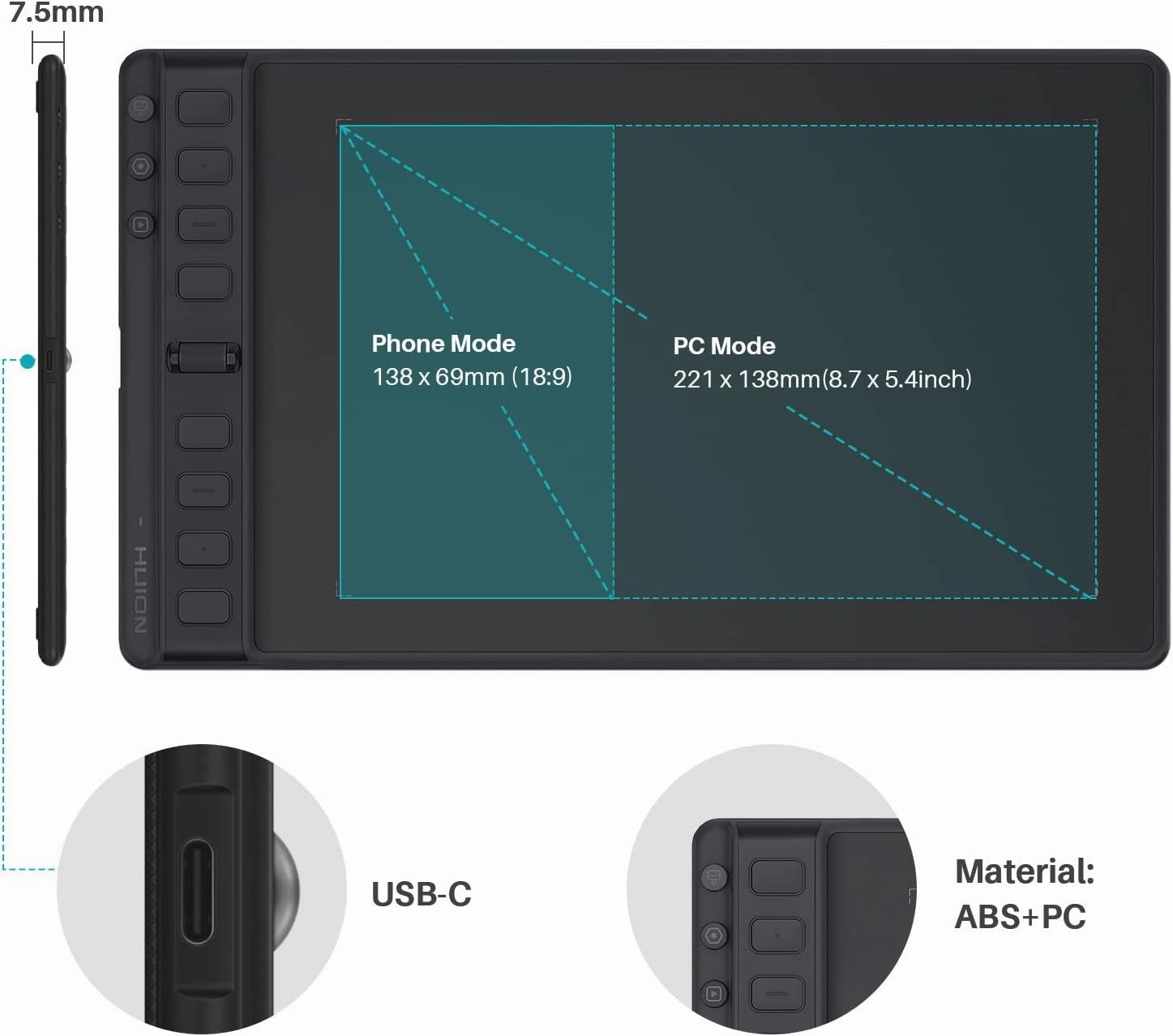 2023 HUION Inspiroy 2 Medium Drawing Tablet with Scroll Wheel 8 Customized Keys Battery-Free Stylus 60° Tilt Support for Digital Art, Design, Sketch, 9x5inch Graphics Tablet, Black