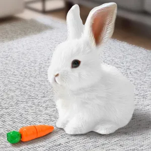 2025 New My Realistic Bunny Toy Easter Basket Stuffer, Interactive Plush Stuffed Rabbit Toy, Walking Hopping Wiggle Ears Realistic Bunny Toys Easter Gift for Kids (White)