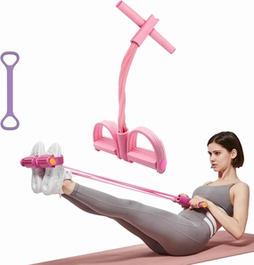 21 Fitness Resistance Bands-4 Tube Pedal Ankle Puller, AB Training Auxiliary Device, Exercise Sit up Exercise Equipment, for Abdomen/Waist/Arm/Leg Stretching Slimming Training