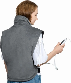 24"x33",Weighted Heating Pad for Back Pain Relief, XXL Large Size Electric Heating Pad for Neck and Shoulders,Neck Heating pad,Warm Christmas Gifts,4 Heat Settings,Auto-Off, Machine Washable,Grey