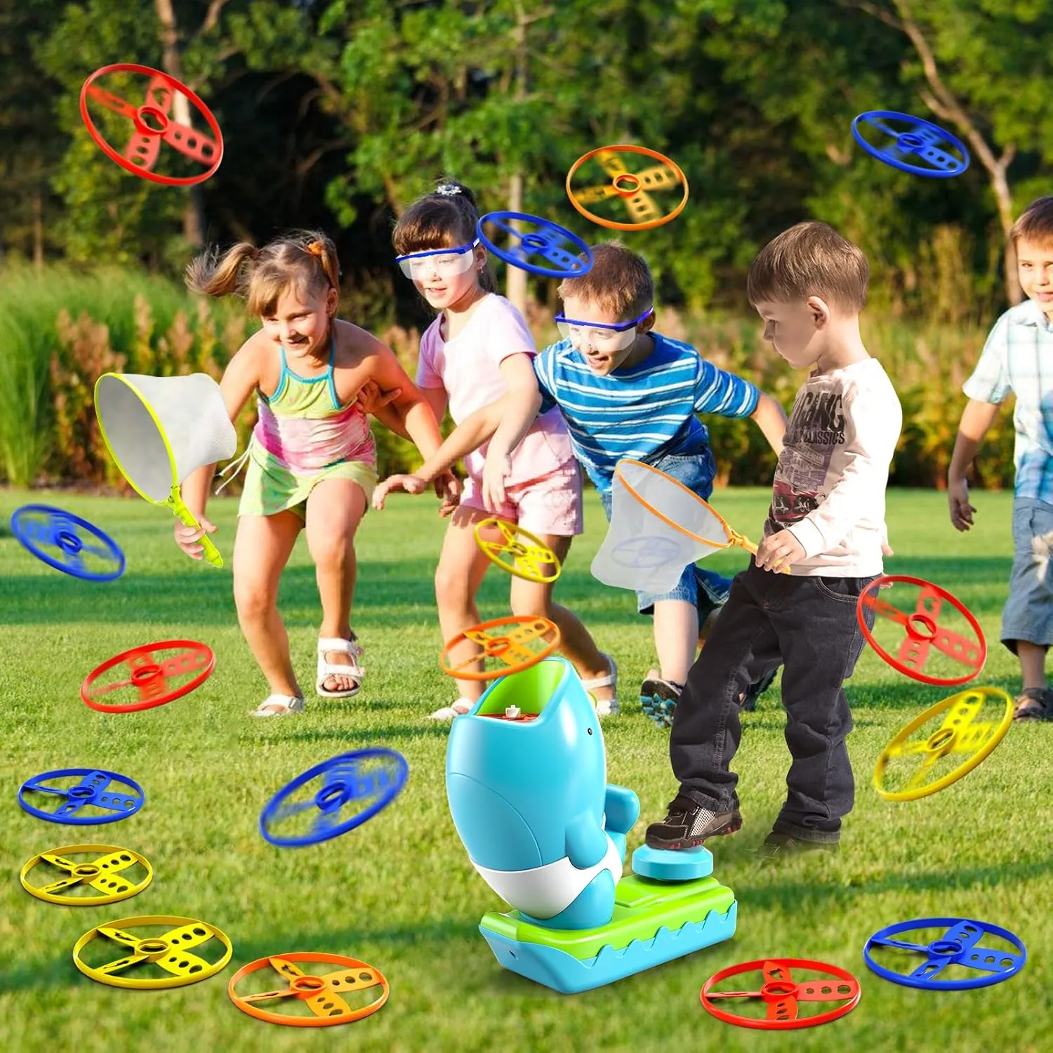 29 PCS Flying Disc Launcher Outdoor Indoor Game Toys Gifts for 3 4 5 6 Year Old Kids, Outdoor Outside Game Toys for Kids Boys Ages 3-5 4-8, Ideal 3 4 5 6 Year Old Boys Birthday Gifts