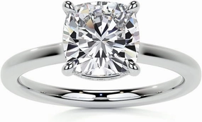 2.2Carat - 7.5mm Cushion 4-Prong Hidden Halo Moissanite Engagement Ring With Natural diamond In14k Gold For Women,D-VVS1