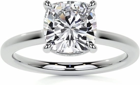 2.5Carat - 8.0mm Cushion 4-Prong Hidden Halo Moissanite Engagement Ring With Natural diamond In14k Gold For Women,D-VVS1