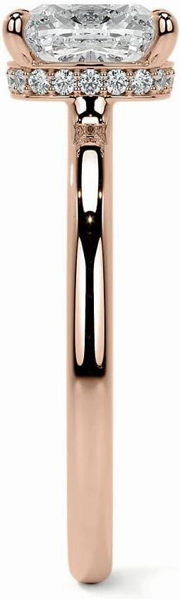2.5Carat - 8.0mm Cushion 4-Prong Hidden Halo Moissanite Engagement Ring With Natural diamond In14k Gold For Women,D-VVS1