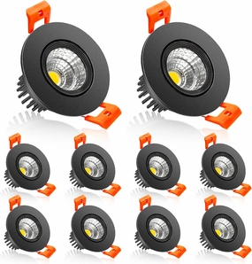 2Inch LED Recessed Ceiling Light, 3W Dimmable LED Downlight, 60 Beam Angle COB Recessed Lights with Driver, Daylight White 5500K, 25W Halogen Bulbs Equivalent for Ceiling Lighting, 10Pack