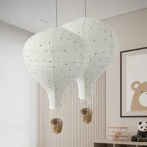 2PCS fabric Hot air balloon lampshade decorations hanging 15inch Moon Star patterns pendant light shade Gifts for children Nursery kids living room chandelier new born baby room decor party decoration