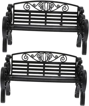 2Pcs Mini Bench Decor Models for Dollhouse Elegant Bench Accessories for Fairy Garden and Crafts Construction for Interior