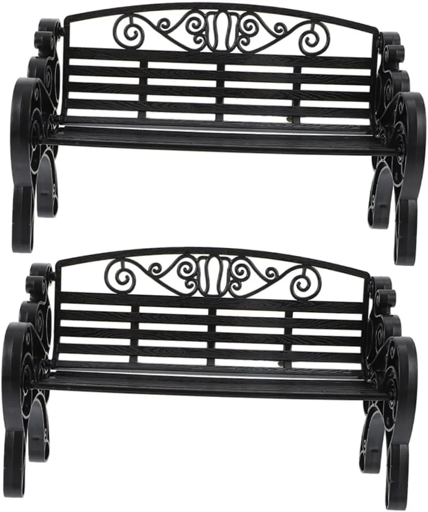 2Pcs Mini Bench Decor Models for Dollhouse Elegant Bench Accessories for Fairy Garden and Crafts Construction for Interior