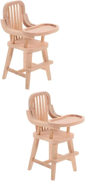 2pcs Miniature Dollhouse Highchair Wooden Adorable Accessory for Boys and Girls Doll Furniture for Playtime and Decorative Scenes Compact Design for Easy Use