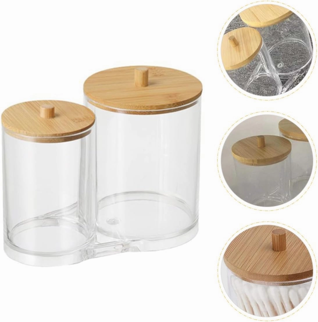 2pcs Lid Design Holder Dispenser Reusable Cotton Round Holder Cotton Ball Pad