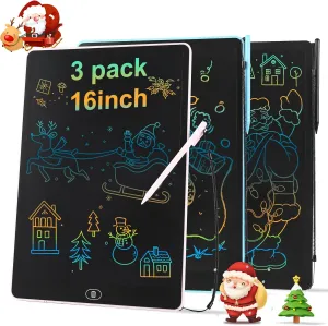 3 Pack 16 Inch LCD Writing Tablet for Kids Adults,Toddler Toys 3 4 5 6 Doodle Board Sensory Toys for Toddlers Road Trip Essentials Car Game Christmas Birthday Gifts Boys Girls （Pink Bule Black）