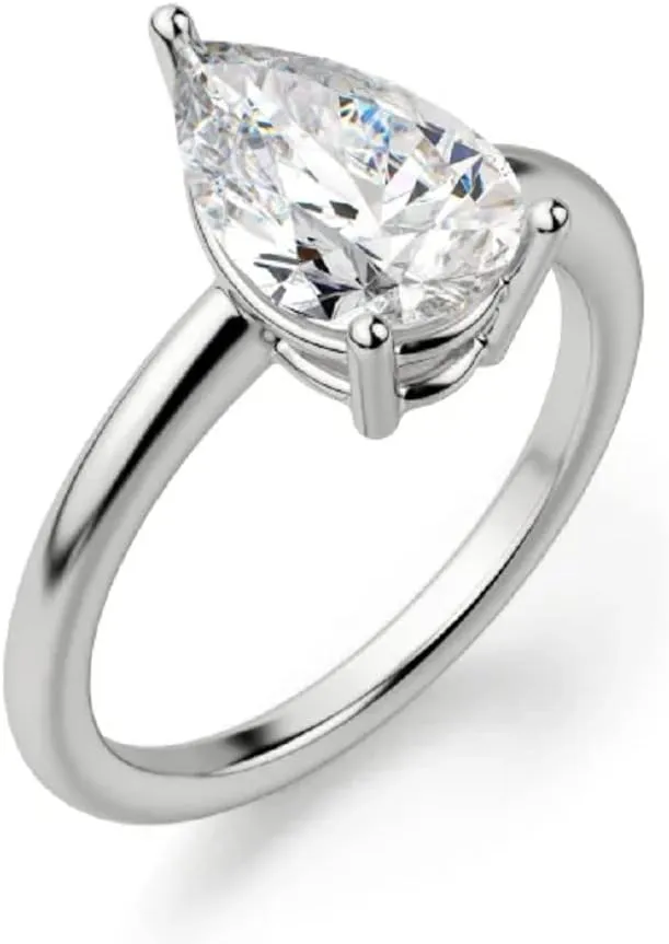 3.0 CT Pear Excellent Cut Moissanite Hidden Halo Pave Basket Solitaire Engagement Ring In Silver 925 For Woman,Colorless-VVS1