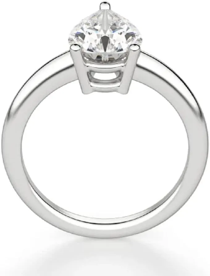 3.0 CT Pear Excellent Cut Moissanite Hidden Halo Pave Basket Solitaire Engagement Ring In Silver 925 For Woman,Colorless-VVS1