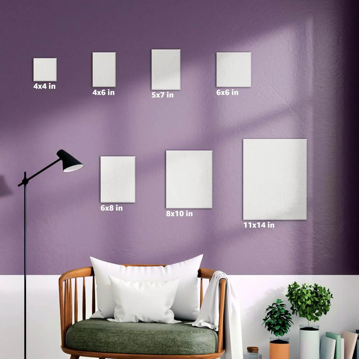32-Pack Canvas Boards for Painting – 4 Each of 11x14, 8x10, 5x7, 6x8, 6x6, 4x4, and 8 of 4x6 – 100% Cotton Primed Art Supplies for Kids & Adults – Ideal for Acrylic & Oil
