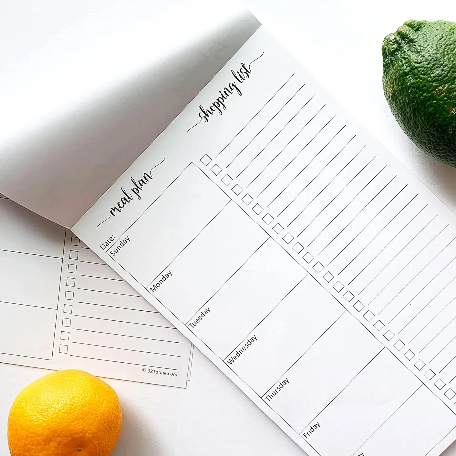 321Done Magnetic Meal Planning Notepad - Made in USA - Fridge Weekly Menu Planner Tear-Off Simple Shopping List Meals Groceries Grocery List, Magnet Memo Pad Refrigerator - Perforated Monday Start