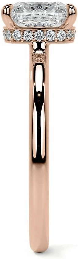 3.5Carat - 9.0mm Cushion 4-Prong Hidden Halo Moissanite Engagement Ring With Natural diamond In14k Gold For Women,D-VVS1