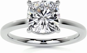 3.5Carat - 9.0mm Cushion 4-Prong Hidden Halo Moissanite Engagement Ring With Natural diamond In14k Gold For Women,D-VVS1