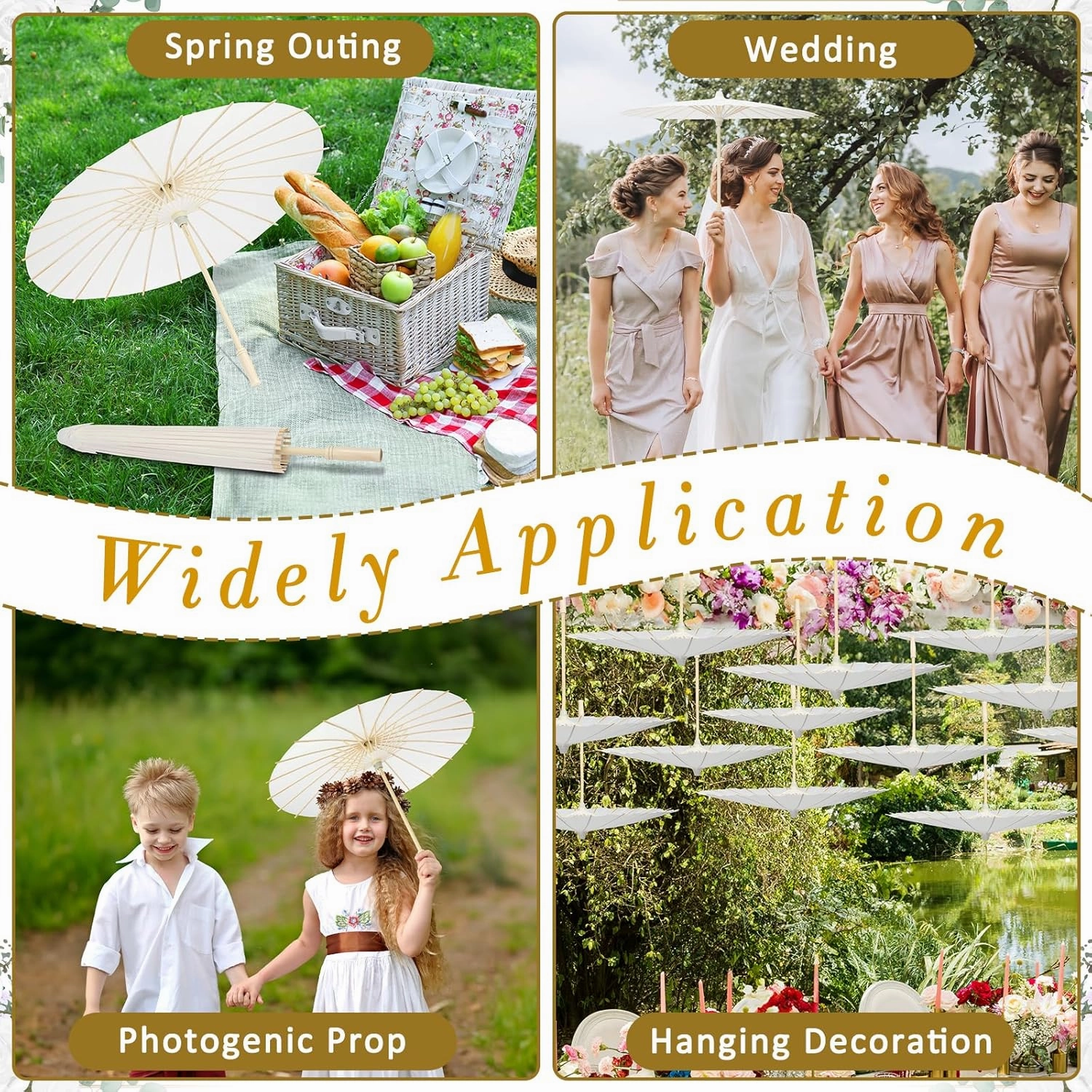3/6/12/24/50 Pack 23.6 Inch Small White Paper Umbrellas Chinese Japanese Parasol Oiled Paper Decorative Umbrellas DIY Painting Parasol for Weddings Bridal Showers Crafts Photography Party Decor