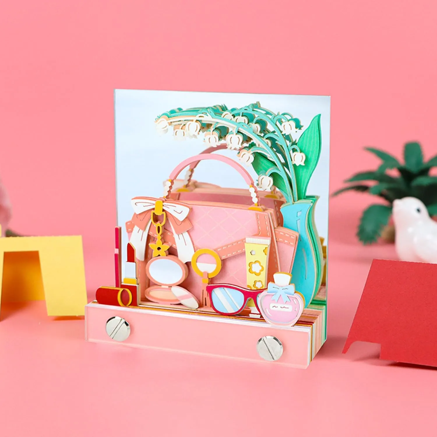 3D Memo Pad, Tear Away Paper Sculpture Non-stick Notes 3D Notepad, Romantic Handbag 3D Artsy Note Pad with Silhouette, Creative DIY Desktop Decoration Gift