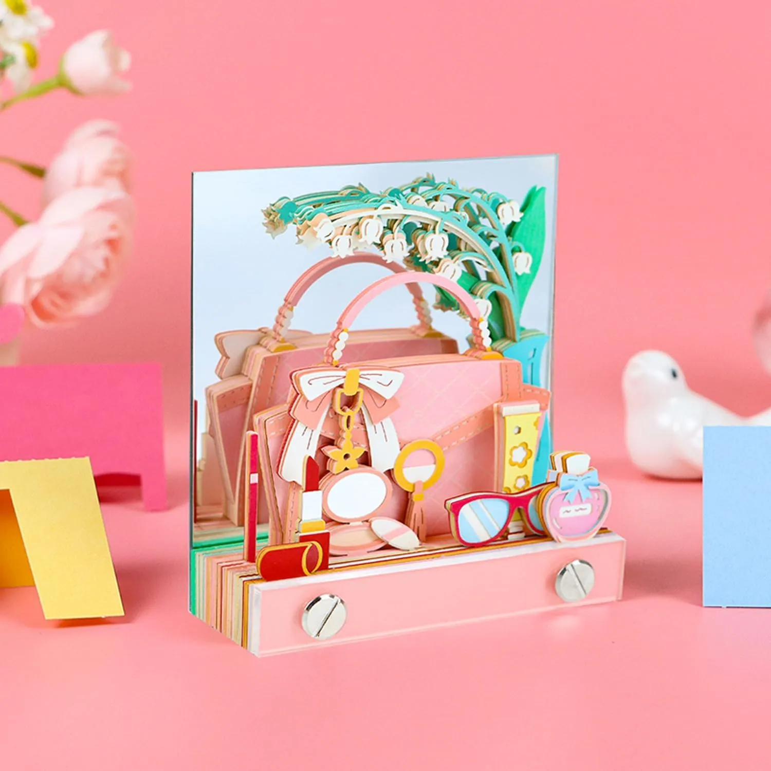 3D Memo Pad, Tear Away Paper Sculpture Non-stick Notes 3D Notepad, Romantic Handbag 3D Artsy Note Pad with Silhouette, Creative DIY Desktop Decoration Gift