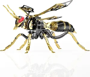 3D Puzzles for Adults, Bumblebee Metal Assembly Jigsaw Game with Steel Mechanical Engineering, Advanced DIY Crafts for Relief & Collection(Black-Gold)