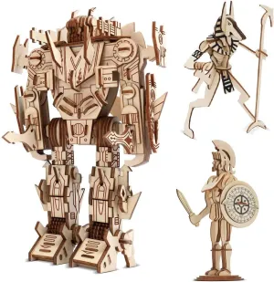 3D Wood Assembly Wooden Puzzle Toy Craft Kits Gifts for Kid and Adult Roman Warrior Anubis Set of 3 Building Blocks Home Decoration