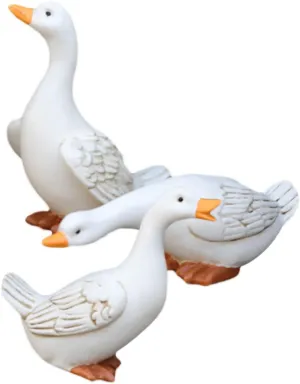 3Pcs Miniature Resin Animal Figurines Adorable Duck Statues for Micro Landscape Garden Decor for Dollhouses Terrariums and