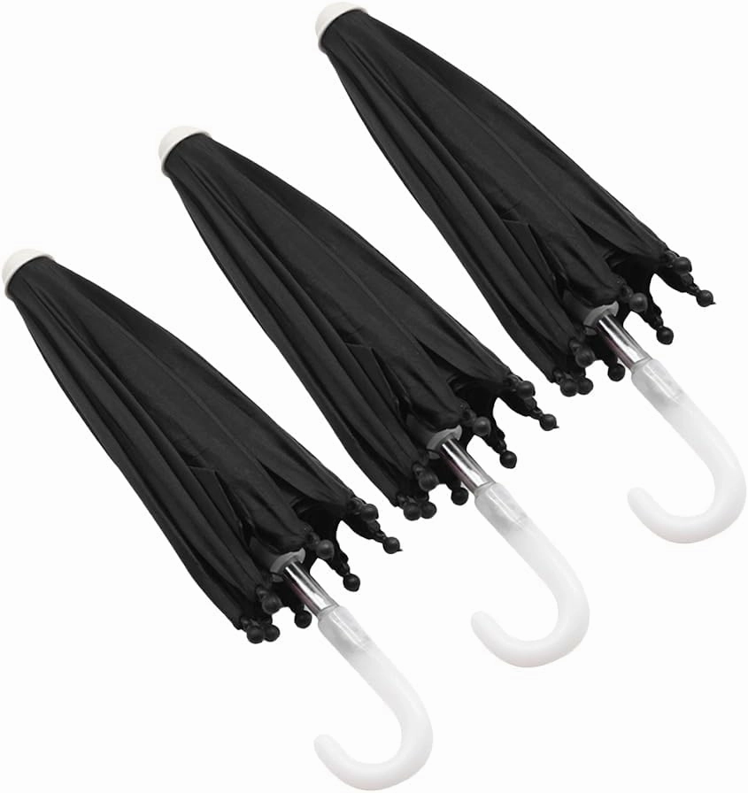 3pcs Miniature Dollhouse Umbrellas - Foldable Pink Decor Umbrellas for 1:6 Scale Doll Accessories, Perfect for Kids' Play and Photography