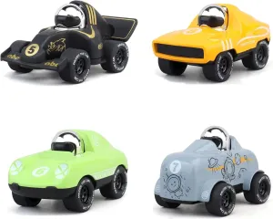 4-Pack Alloy Press and Go Toy Cars, Die-cast Collectible Model Race Cars, Birthday Christmas Holiday Party Gift for Kids 3 , Adults, and Collectors, Multi-Color (Cars #5 to #8)