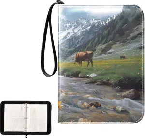 4 Pockets Trading Card Album Holder Book Folder Sports Card Binder Natural Scene 400 Double Side Pockets for 3 Ring Binder Zipper