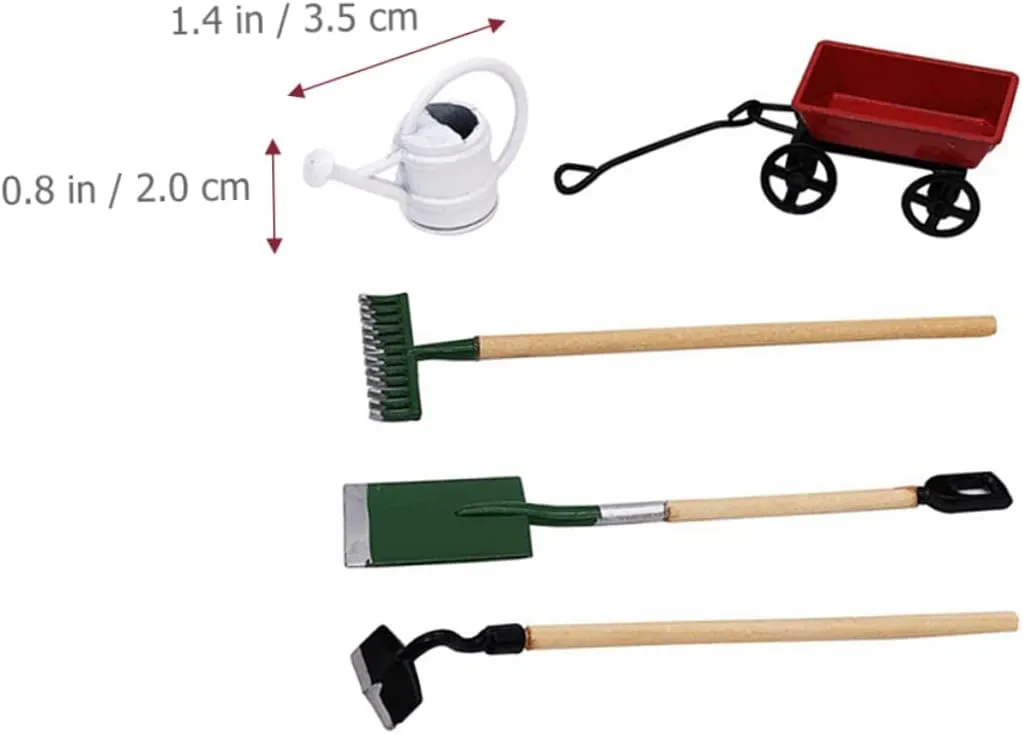 4 Sets Mini Gardening Tool Doll House Accessory for Realistic Miniature Garden Decor for Fairy Garden and DIY Micro Landscapes