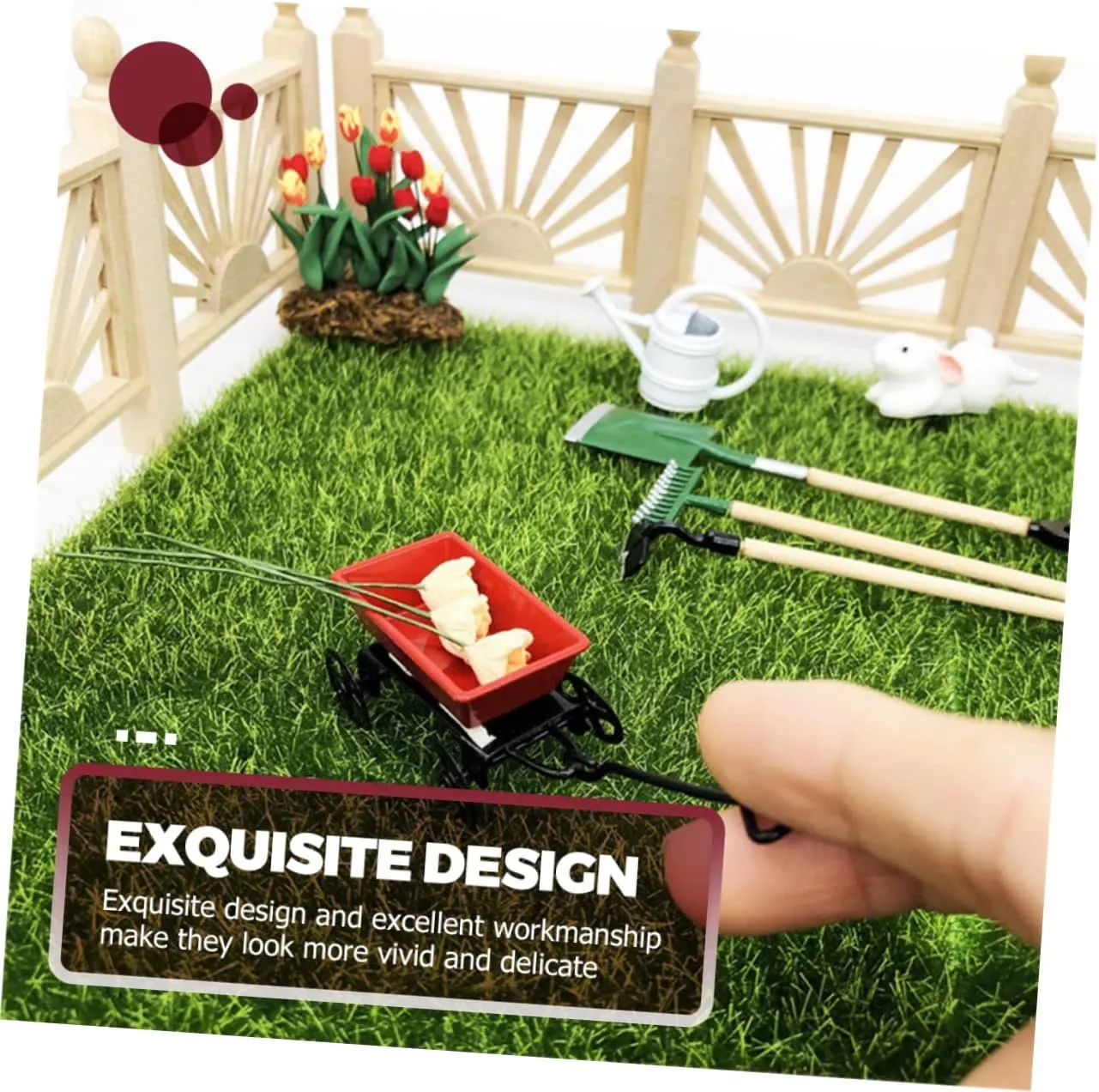 4 Sets Mini Gardening Tool Doll House Accessory for Realistic Miniature Garden Decor for Fairy Garden and DIY Micro Landscapes