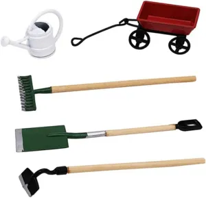 4 Sets Mini Gardening Tool Doll House Accessory for Realistic Miniature Garden Decor for Fairy Garden and DIY Micro Landscapes