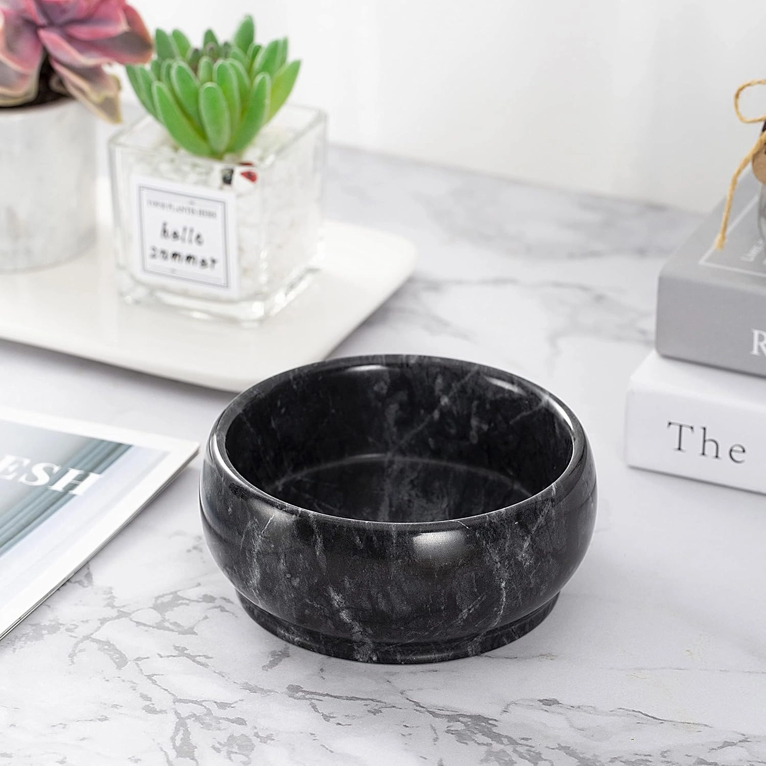 4.72 Inch Decorative Bowls - Natural Marble Key, Coffee Table Centerpiece, Soap Serving, Incense Burner, Smudge Bowl