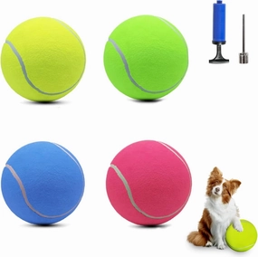 4 Pack 9.5" Oversize Giant Tennis Ball Dog Tennis Balls Large Pet Chew Toy for Outdoor/Indoor Sports Dog Ball Gift with Needle