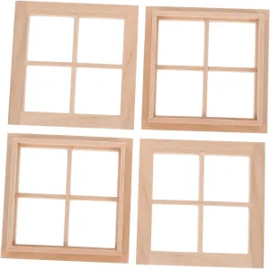 4pcs Doll House Window Frame Miniature Decor for Dollhouse Fine Craftsmanship Smooth for Furniture Layout and Photo Props