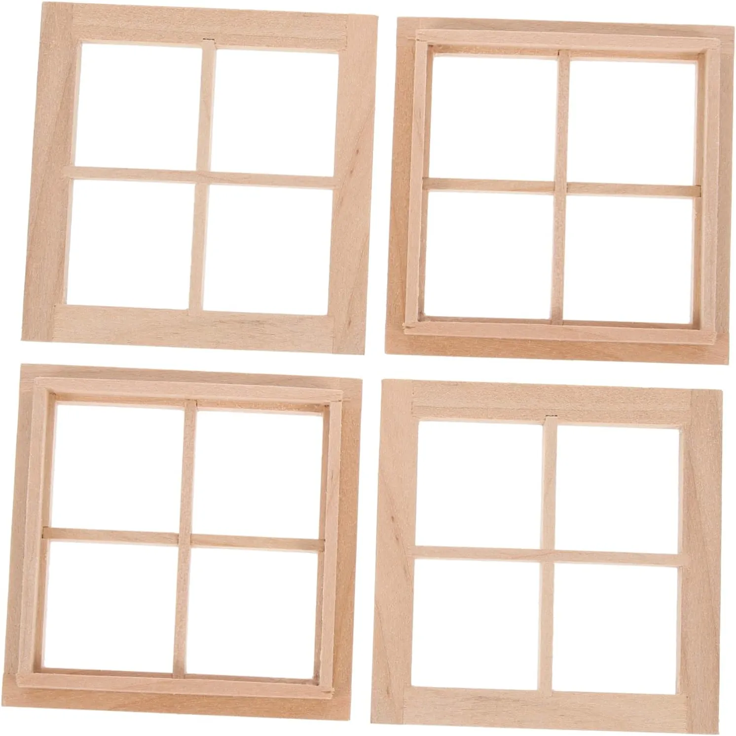 4pcs Doll House Window Frame Miniature Decor for Dollhouse Fine Craftsmanship Smooth for Furniture Layout and Photo Props