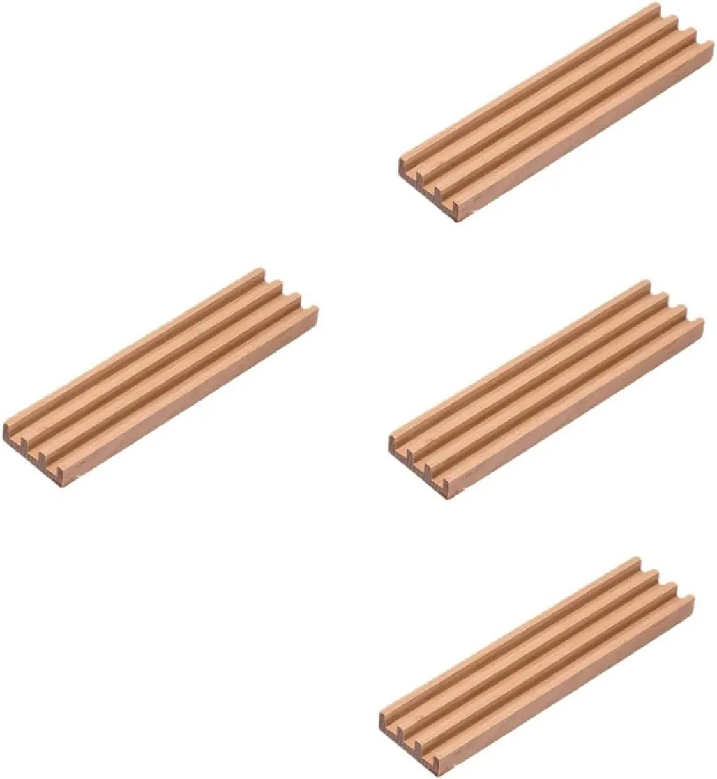 4pcs Wooden Holder Rack for Displaying Tiles Alphabet Cards Base for Craft Game Accessories for Mexican Train Games Natural Design
