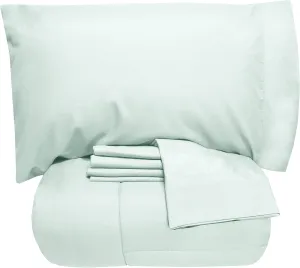 5 Piece Full Comforter Set All Season Soft Down Alternative Blanket & Luxurious Cotton Fits Mattress Up to 18" Deep Pocket Bed 4 Piece Sheet Set Sky Blue