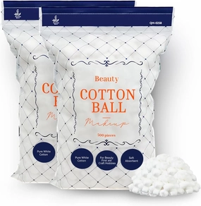 500 Count Cotton Balls (2 Pack) - Premium Soft and Absorbent Cotton for Makeup Remover, Nail Polish, Beauty, and Crafts