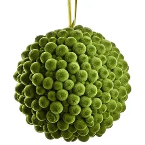 5" Green Pompon Ball Ornament